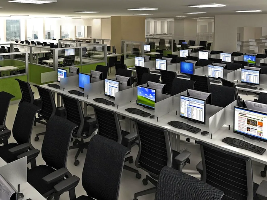 Render de adecuación de oficinas corporativas y puestos de trabajo