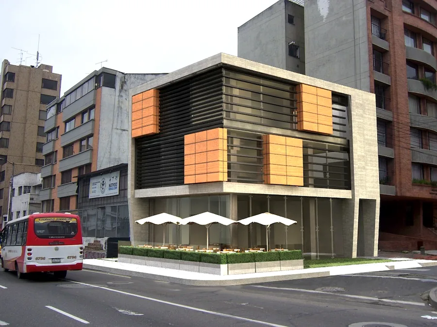 Render arquitectónico de proyecto comercial en Bogotá